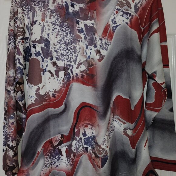 Cubism brown top w zipper with long sleeves - Picture 3 of 6